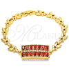 Pulsera Elegante 03.210.0108.1.07 Oro Laminado, con Granate and Blanca Zirconia Cubica, Pulido, Tono Dorado (07 MM Thickness, 7 Inches Length)
