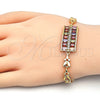 Pulsera Elegante 03.210.0108.2.07 Oro Laminado, con Multicolor Zirconia Cubica, Pulido, Tono Dorado (07 MM Thickness, 7 Inches Length)