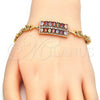Pulsera Elegante 03.210.0108.2.07 Oro Laminado, con Multicolor Zirconia Cubica, Pulido, Tono Dorado (07 MM Thickness, 7 Inches Length)