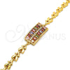 Pulsera Elegante 03.210.0108.2.07 Oro Laminado, con Multicolor Zirconia Cubica, Pulido, Tono Dorado (07 MM Thickness, 7 Inches Length)