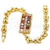 Pulsera Elegante 03.210.0108.2.07 Oro Laminado, con Multicolor Zirconia Cubica, Pulido, Tono Dorado (07 MM Thickness, 7 Inches Length)
