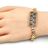 Pulsera Elegante 03.210.0109.07 Oro Laminado, Diseño de Llave Griega y Gota, con Negro and Blanca Zirconia Cubica, Pulido, Tono Dorado (07 MM Thickness, 7 Inches Length)