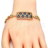 Pulsera Elegante 03.210.0109.07 Oro Laminado, Diseño de Llave Griega y Gota, con Negro and Blanca Zirconia Cubica, Pulido, Tono Dorado (07 MM Thickness, 7 Inches Length)