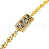 Pulsera Elegante 03.210.0109.07 Oro Laminado, Diseño de Llave Griega y Gota, con Negro and Blanca Zirconia Cubica, Pulido, Tono Dorado (07 MM Thickness, 7 Inches Length)