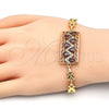 Pulsera Elegante 03.210.0109.1.07 Oro Laminado, Diseño de Llave Griega y Gota, con Granate and Blanca Zirconia Cubica, Pulido, Tono Dorado (07 MM Thickness, 7 Inches Length)