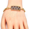 Pulsera Elegante 03.210.0109.1.07 Oro Laminado, Diseño de Llave Griega y Gota, con Granate and Blanca Zirconia Cubica, Pulido, Tono Dorado (07 MM Thickness, 7 Inches Length)