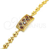Pulsera Elegante 03.210.0109.1.07 Oro Laminado, Diseño de Llave Griega y Gota, con Granate and Blanca Zirconia Cubica, Pulido, Tono Dorado (07 MM Thickness, 7 Inches Length)