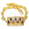 Pulsera Elegante 03.210.0109.1.07 Oro Laminado, Diseño de Llave Griega y Gota, con Granate and Blanca Zirconia Cubica, Pulido, Tono Dorado (07 MM Thickness, 7 Inches Length)