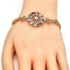 Pulsera Elegante 03.210.0110.07 Oro Laminado, con Multicolor Zirconia Cubica, Pulido, Tono Dorado (08 MM Thickness, 7 Inches Length)