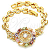 Pulsera Elegante 03.210.0110.07 Oro Laminado, con Multicolor Zirconia Cubica, Pulido, Tono Dorado (08 MM Thickness, 7 Inches Length)