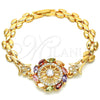 Pulsera Elegante 03.210.0110.07 Oro Laminado, con Multicolor Zirconia Cubica, Pulido, Tono Dorado (08 MM Thickness, 7 Inches Length)