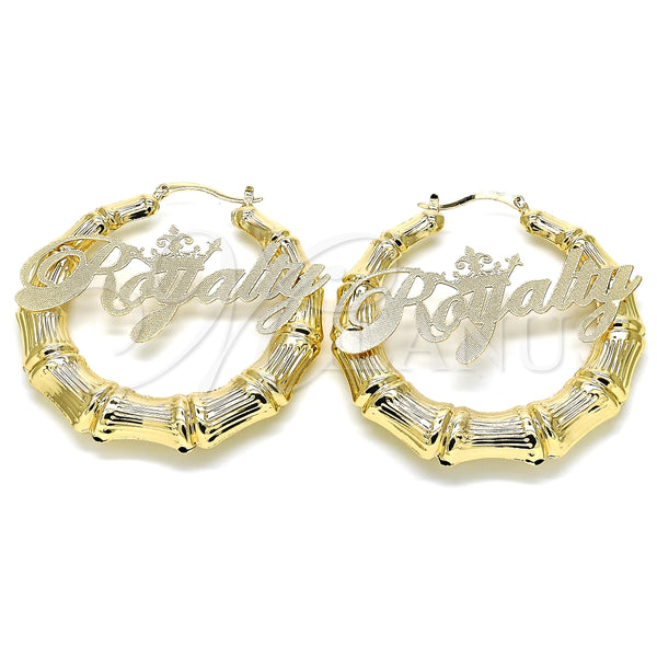 Argolla Grande 02.63.2678.60 Oro Laminado, Diseño de Con Nombre y Bambu, Pulido, Tono Dorado