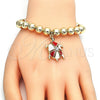 Pulsera Bolo Ajustable 03.63.2034.08 Oro Laminado, Diseño de Tortuga y Bola, con Blanca Cristal, Esmaltado Rojo, Tono Dorado (08 MM Thickness, 8 Inches Length)