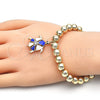 Pulsera Bolo Ajustable 03.63.2034.1.08 Oro Laminado, Diseño de Tortuga y Bola, con Blanca Cristal, Esmaltado Azul, Tono Dorado (08 MM Thickness, 8 Inches Length)