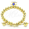 Pulsera Bolo Ajustable 03.63.2034.1.08 Oro Laminado, Diseño de Tortuga y Bola, con Blanca Cristal, Esmaltado Azul, Tono Dorado (08 MM Thickness, 8 Inches Length)