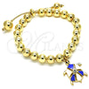 Pulsera Bolo Ajustable 03.63.2034.1.08 Oro Laminado, Diseño de Tortuga y Bola, con Blanca Cristal, Esmaltado Azul, Tono Dorado (08 MM Thickness, 8 Inches Length)