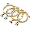 Pulsera Bolo Ajustable 03.63.2034.2.08 Oro Laminado, Diseño de Tortuga y Bola, con Blanca Cristal, Esmaltado Negro, Tono Dorado (08 MM Thickness, 8 Inches Length)