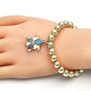 Pulsera Bolo Ajustable 03.63.2034.3.08 Oro Laminado, Diseño de Tortuga y Bola, con Blanca Cristal, Esmaltado Turquesa, Tono Dorado (08 MM Thickness, 8 Inches Length)
