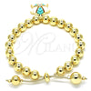 Pulsera Bolo Ajustable 03.63.2034.3.08 Oro Laminado, Diseño de Tortuga y Bola, con Blanca Cristal, Esmaltado Turquesa, Tono Dorado (08 MM Thickness, 8 Inches Length)
