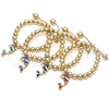 Pulsera Bolo Ajustable 03.63.2035.1.08 Oro Laminado, Diseño de Delfín y Bola, con Blanca Cristal, Esmaltado Azul, Tono Dorado (08 MM Thickness, 8 Inches Length)