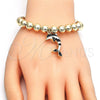 Pulsera Bolo Ajustable 03.63.2035.2.08 Oro Laminado, Diseño de Delfín y Bola, con Blanca Cristal, Esmaltado Negro, Tono Dorado (08 MM Thickness, 8 Inches Length)