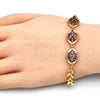 Pulsera Elegante 03.210.0112.1.07 Oro Laminado, con Granate Zirconia Cubica, Pulido, Tono Dorado (07 MM Thickness, 7 Inches Length)