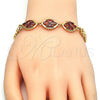 Pulsera Elegante 03.210.0112.1.07 Oro Laminado, con Granate Zirconia Cubica, Pulido, Tono Dorado (07 MM Thickness, 7 Inches Length)