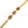 Pulsera Elegante 03.210.0112.1.07 Oro Laminado, con Granate Zirconia Cubica, Pulido, Tono Dorado (07 MM Thickness, 7 Inches Length)