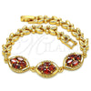 Pulsera Elegante 03.210.0112.1.07 Oro Laminado, con Granate Zirconia Cubica, Pulido, Tono Dorado (07 MM Thickness, 7 Inches Length)