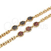 Pulsera Elegante 03.210.0112.1.07 Oro Laminado, con Granate Zirconia Cubica, Pulido, Tono Dorado (07 MM Thickness, 7 Inches Length)