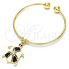 Aro Individual 07.63.0204.1 Oro Laminado, Diseño de Tortuga, con Blanca Cristal, Esmaltado Negro, Tono Dorado (02 MM Thickness, One size fits all)