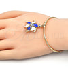 Aro Individual 07.63.0204.2 Oro Laminado, Diseño de Tortuga, con Blanca Cristal, Esmaltado Azul, Tono Dorado (02 MM Thickness, One size fits all)