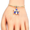 Aro Individual 07.63.0204.2 Oro Laminado, Diseño de Tortuga, con Blanca Cristal, Esmaltado Azul, Tono Dorado (02 MM Thickness, One size fits all)