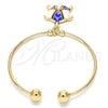 Aro Individual 07.63.0204.2 Oro Laminado, Diseño de Tortuga, con Blanca Cristal, Esmaltado Azul, Tono Dorado (02 MM Thickness, One size fits all)