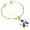 Aro Individual 07.63.0204.2 Oro Laminado, Diseño de Tortuga, con Blanca Cristal, Esmaltado Azul, Tono Dorado (02 MM Thickness, One size fits all)