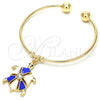 Aro Individual 07.63.0204.2 Oro Laminado, Diseño de Tortuga, con Blanca Cristal, Esmaltado Azul, Tono Dorado (02 MM Thickness, One size fits all)