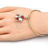 Aro Individual 07.63.0204.3 Oro Laminado, Diseño de Tortuga, con Blanca Cristal, Esmaltado Rojo, Tono Dorado (02 MM Thickness, One size fits all)