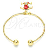 Aro Individual 07.63.0204.3 Oro Laminado, Diseño de Tortuga, con Blanca Cristal, Esmaltado Rojo, Tono Dorado (02 MM Thickness, One size fits all)