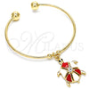Aro Individual 07.63.0204.3 Oro Laminado, Diseño de Tortuga, con Blanca Cristal, Esmaltado Rojo, Tono Dorado (02 MM Thickness, One size fits all)