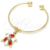 Aro Individual 07.63.0204.3 Oro Laminado, Diseño de Tortuga, con Blanca Cristal, Esmaltado Rojo, Tono Dorado (02 MM Thickness, One size fits all)
