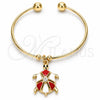 Aro Individual 07.63.0204.3 Oro Laminado, Diseño de Tortuga, con Blanca Cristal, Esmaltado Rojo, Tono Dorado (02 MM Thickness, One size fits all)