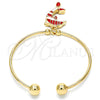 Aro Individual 07.63.0205 Oro Laminado, Diseño de Delfín, con Blanca Cristal, Esmaltado Rojo, Tono Dorado (02 MM Thickness, One size fits all)