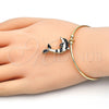 Aro Individual 07.63.0205.2 Oro Laminado, Diseño de Delfín, con Cristal Blanca, Esmaltado Negro, Tono Dorado (Grosor 02 MM, Talla Unica)