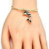 Aro Individual 07.63.0205.2 Oro Laminado, Diseño de Delfín, con Cristal Blanca, Esmaltado Negro, Tono Dorado (Grosor 02 MM, Talla Unica)