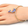 Aro Individual 07.63.0205.3 Oro Laminado, Diseño de Delfín, con Blanca Cristal, Esmaltado Azul, Tono Dorado (02 MM Thickness, One size fits all)