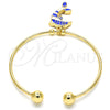 Aro Individual 07.63.0205.3 Oro Laminado, Diseño de Delfín, con Blanca Cristal, Esmaltado Azul, Tono Dorado (02 MM Thickness, One size fits all)