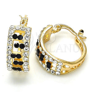 Argolla Pequeña 02.100.0077.3.15 Oro Laminado, con Negro and Blanca Cristal, Pulido, Tono Dorado