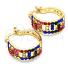 Argolla Pequeña 02.100.0077.4.15 Oro Laminado, con Multicolor Cristal, Pulido, Tono Dorado
