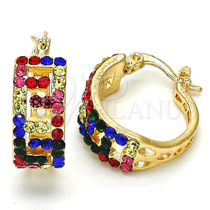 Argolla Pequeña 02.100.0077.4.15 Oro Laminado, con Multicolor Cristal, Pulido, Tono Dorado
