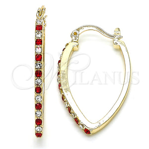 Argolla Pequeña 02.100.0082.1.15 Oro Laminado, con Granate and Blanca Zirconia Cubica, Pulido, Tono Dorado